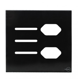 Placa p/ 3 Interruptores + Tomada dupla 4x4 - Novara Glass Preto Brilhante